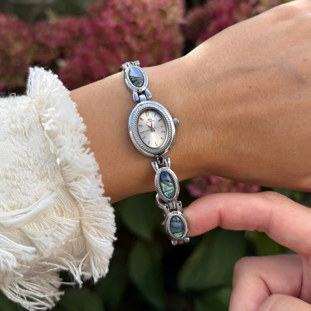 Silver Watch with Mother of Pearl