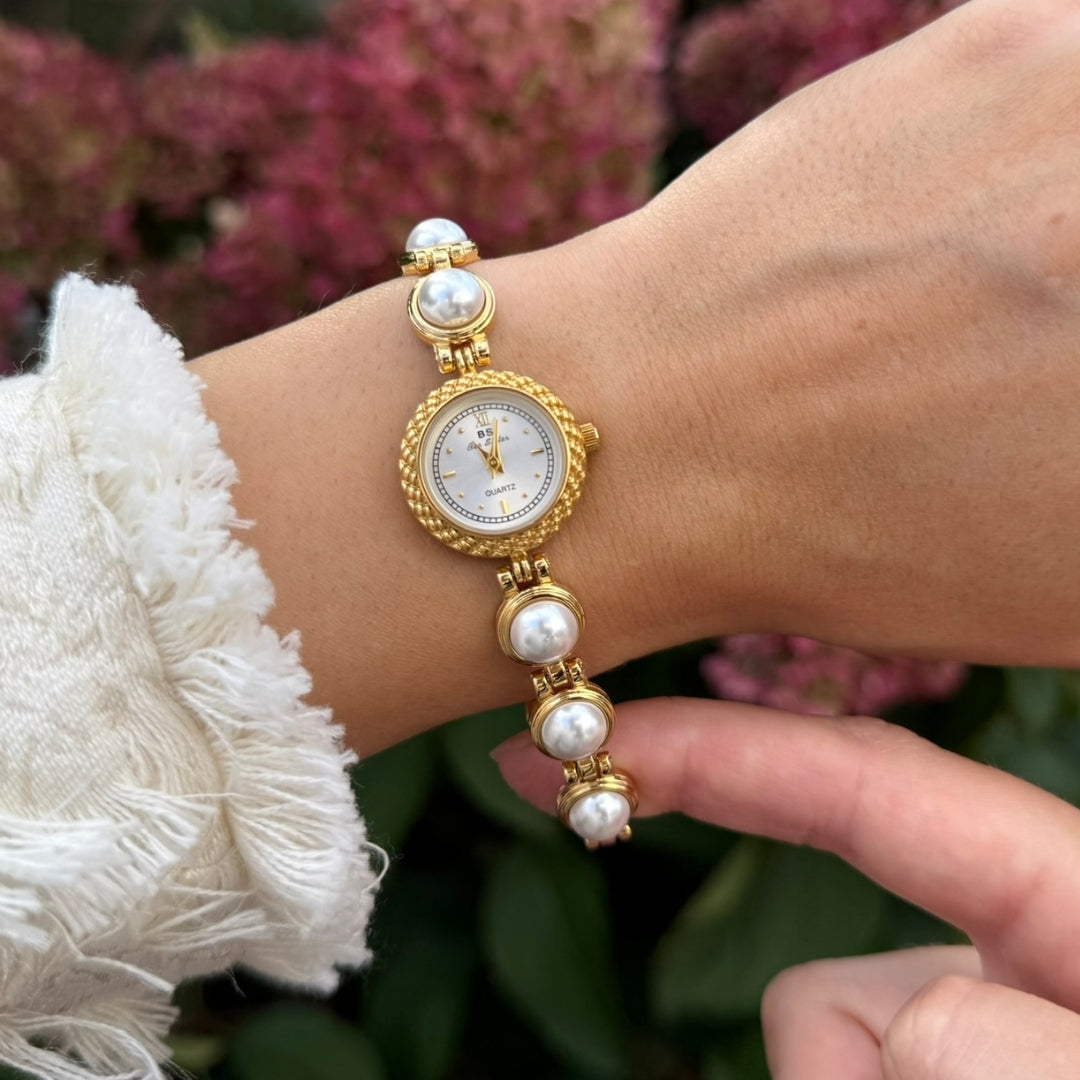 Gold Watch with Pearl