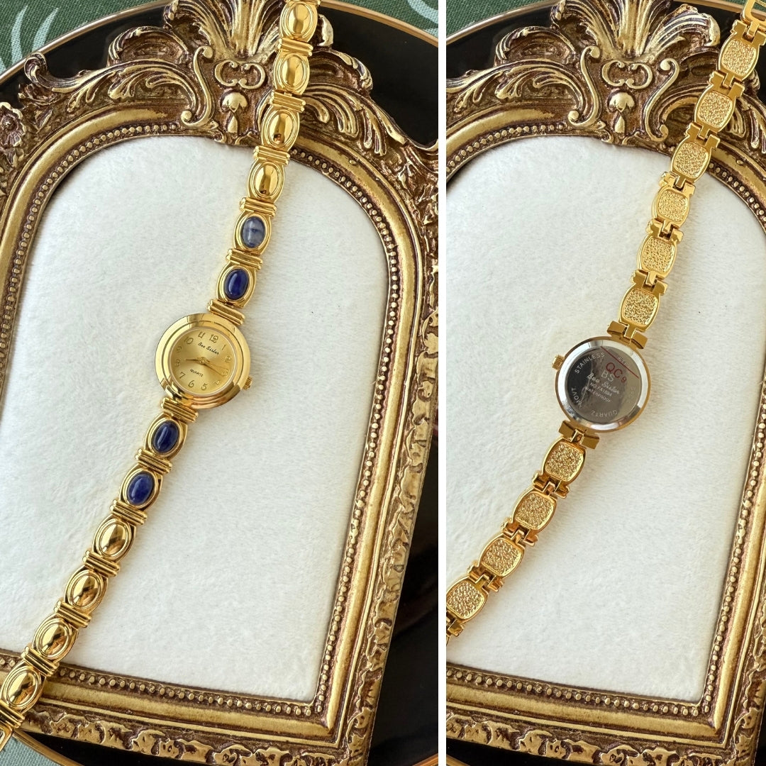 Gold Watch with Natural Stones