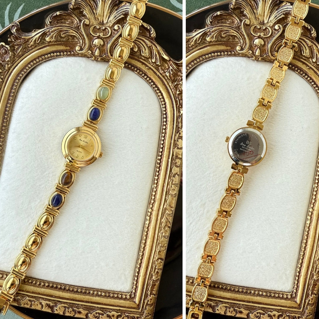 Gold Watch with Natural Stones