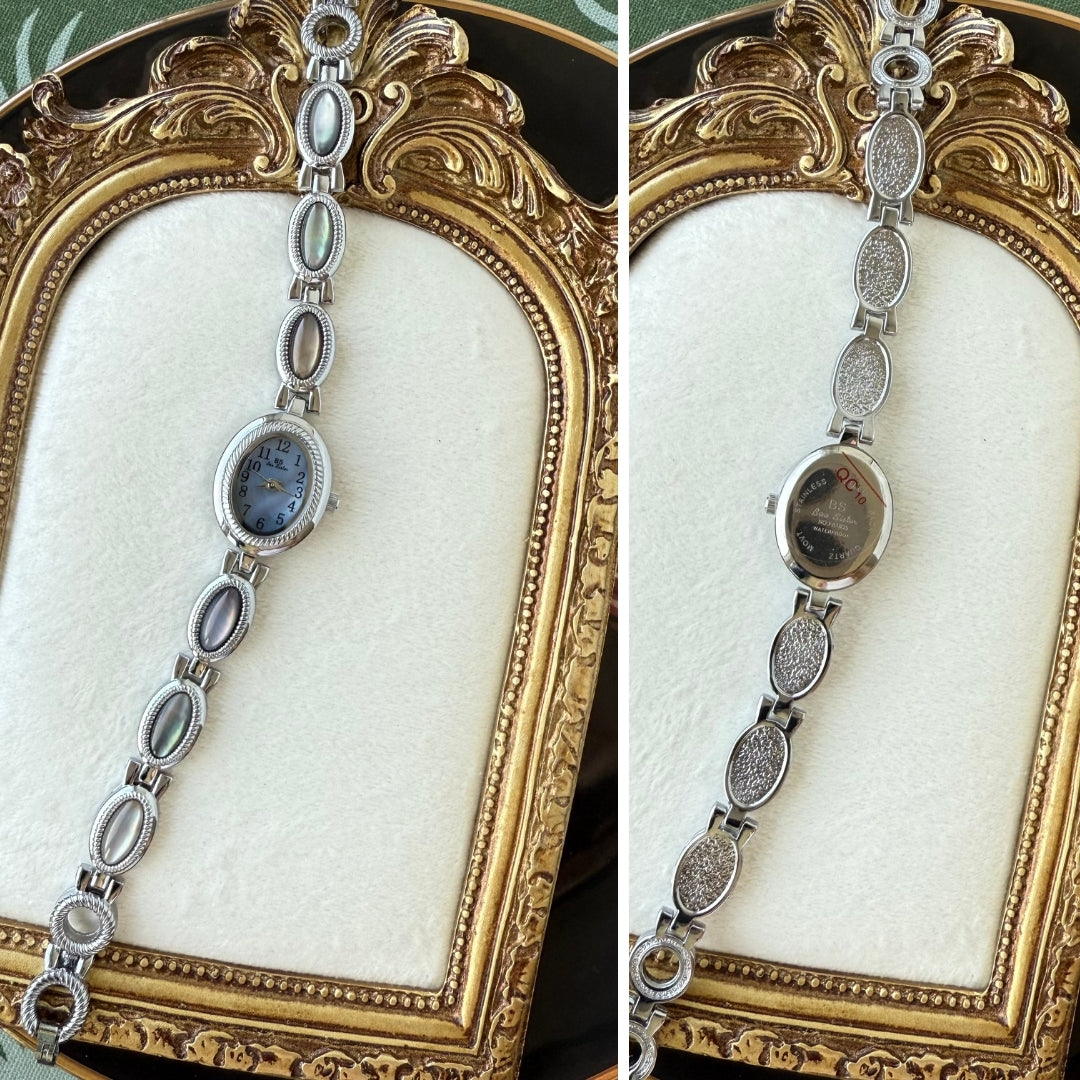 Silver Watch with Mother of Pearl