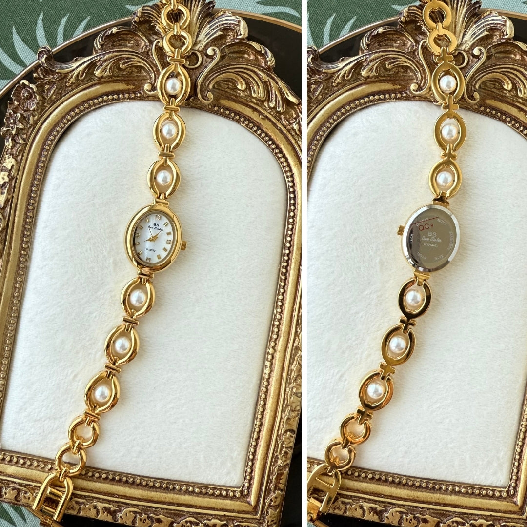 Gold Watch with Pearl
