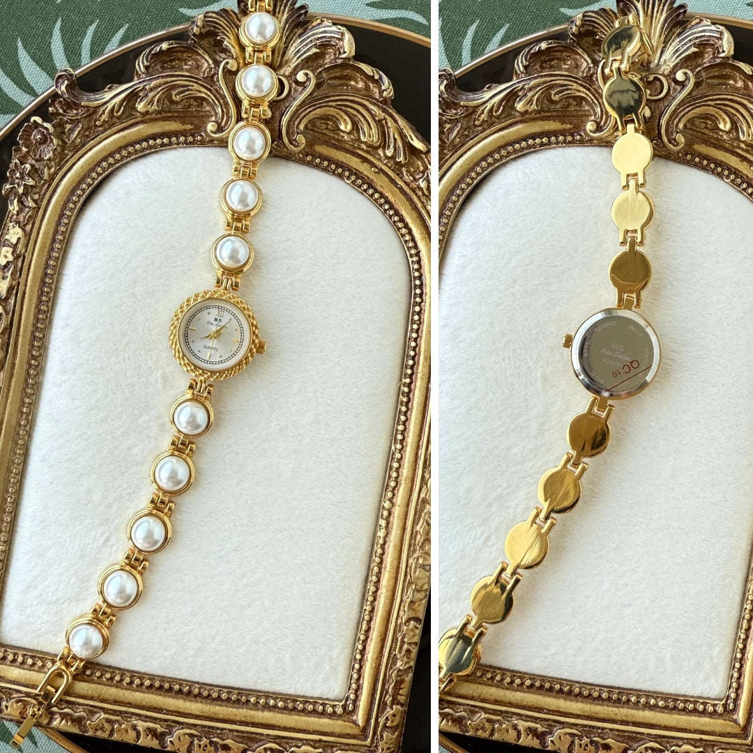 Gold Watch with Pearl