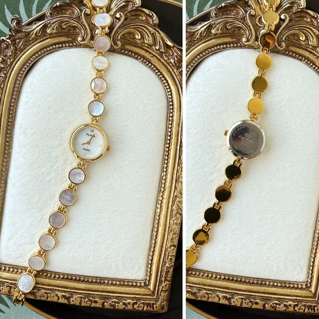 Gold Watch with Mother of Pearl