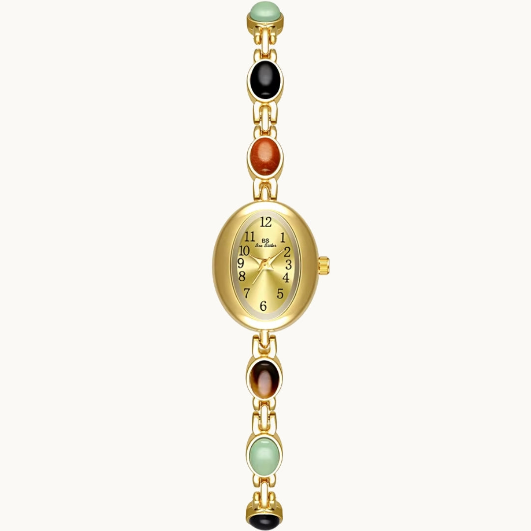 Gold Watch with Natural Stones