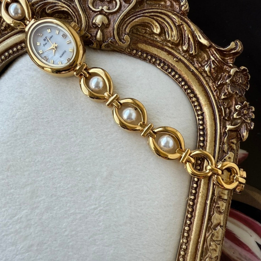Gold Watch with Pearl