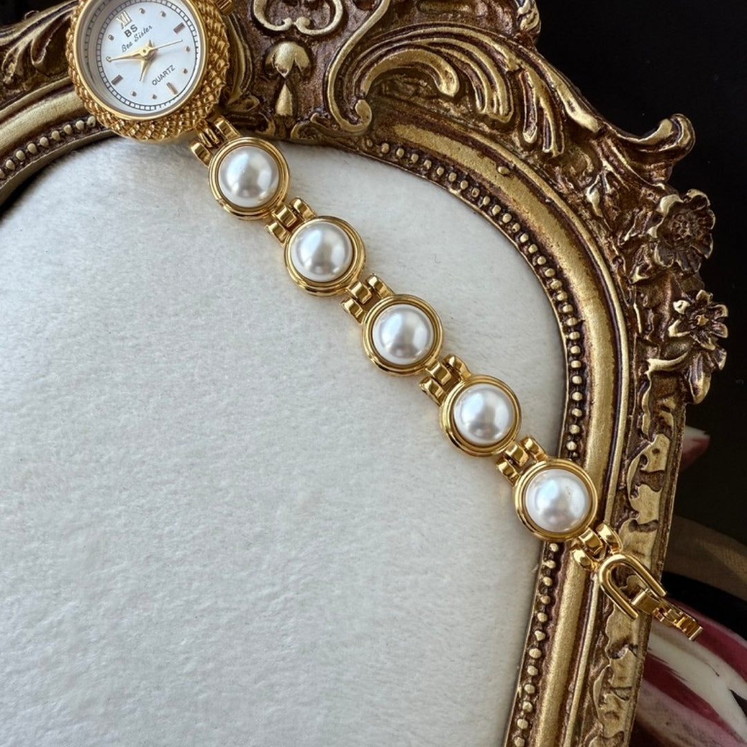 Gold Watch with Pearl