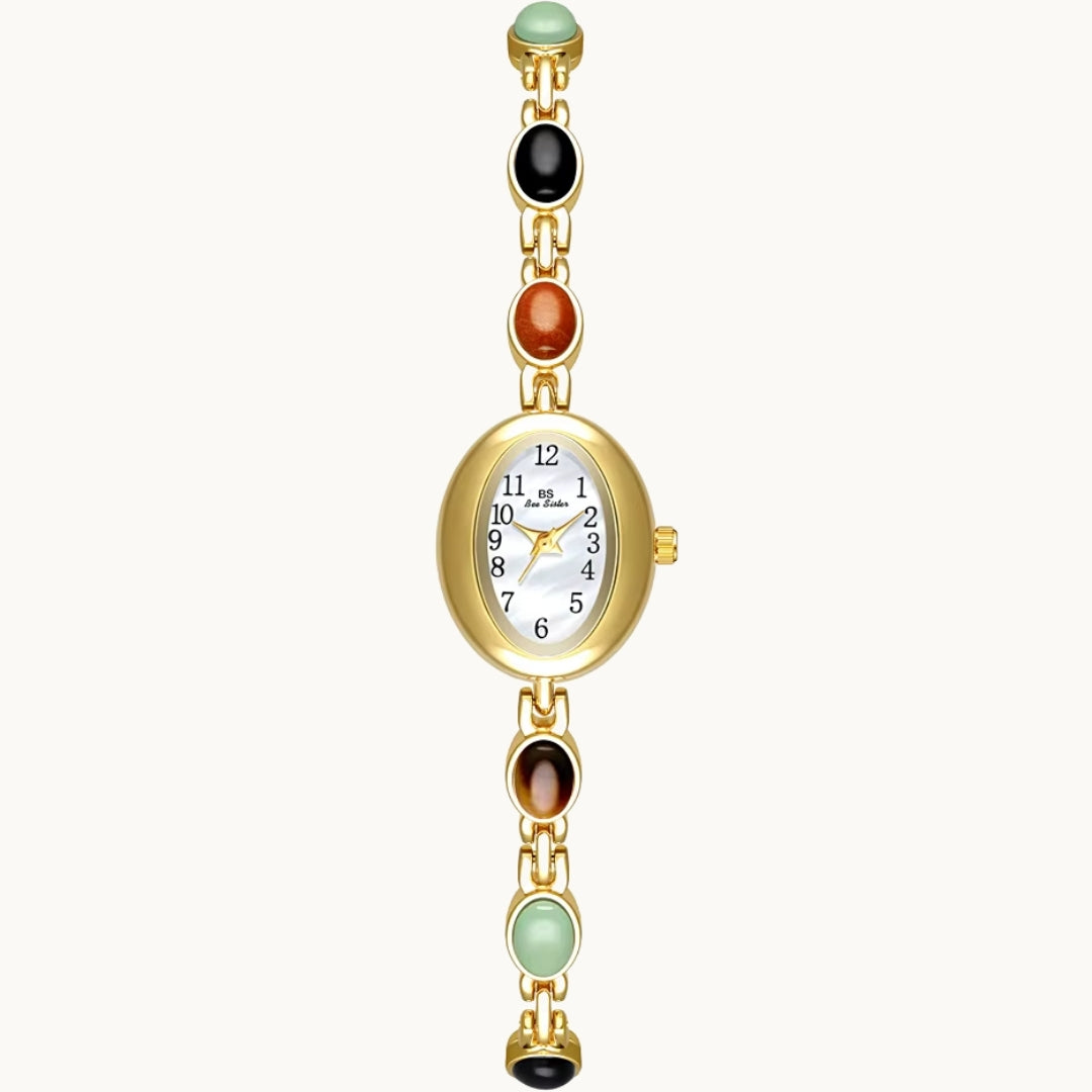 Gold Watch with Natural Stones