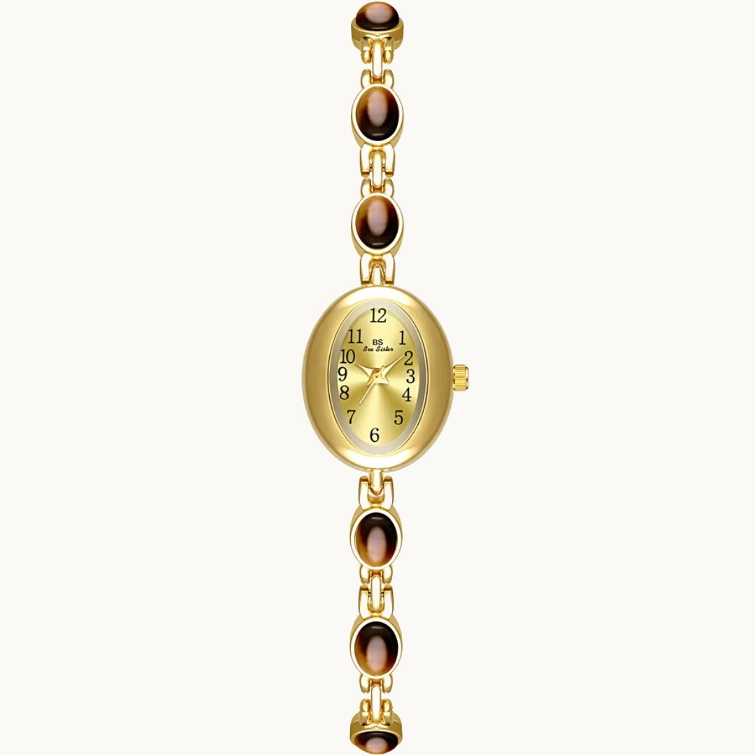 Gold Watch with Natural Tiger Eye