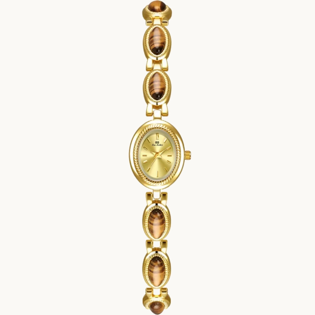 Gold Watch with Natural Tiger Eye