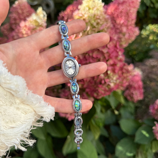 Silver Watch with Mother of Pearl