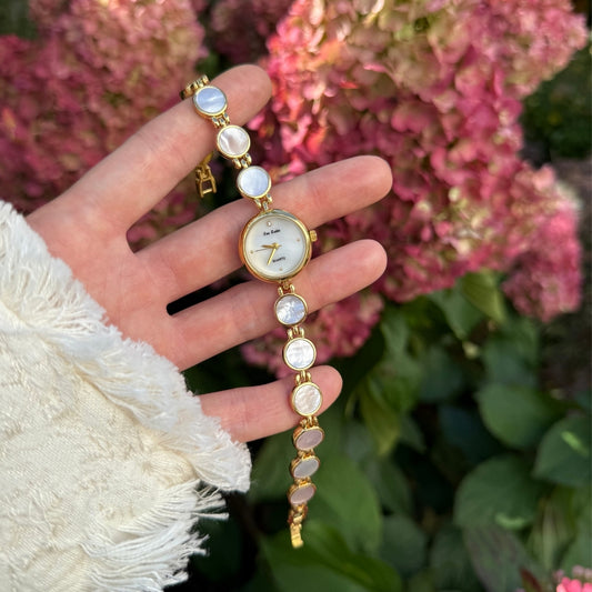 Gold Watch with Mother of Pearl