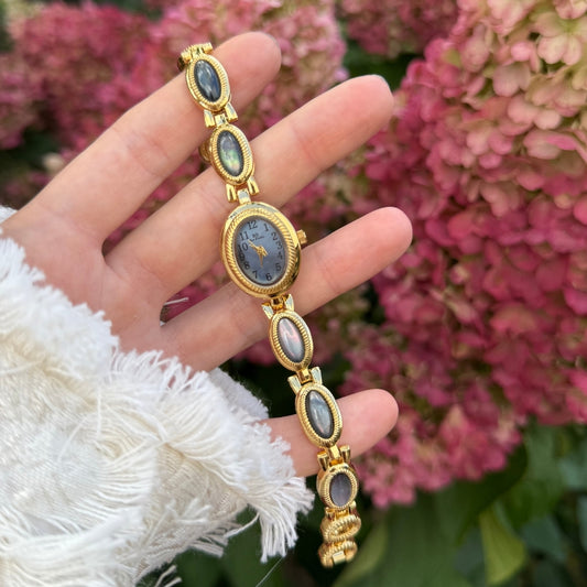 Gold Watch with Mother of Pearl