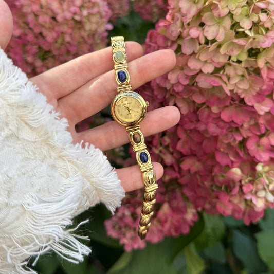 Gold Watch with Natural Stones