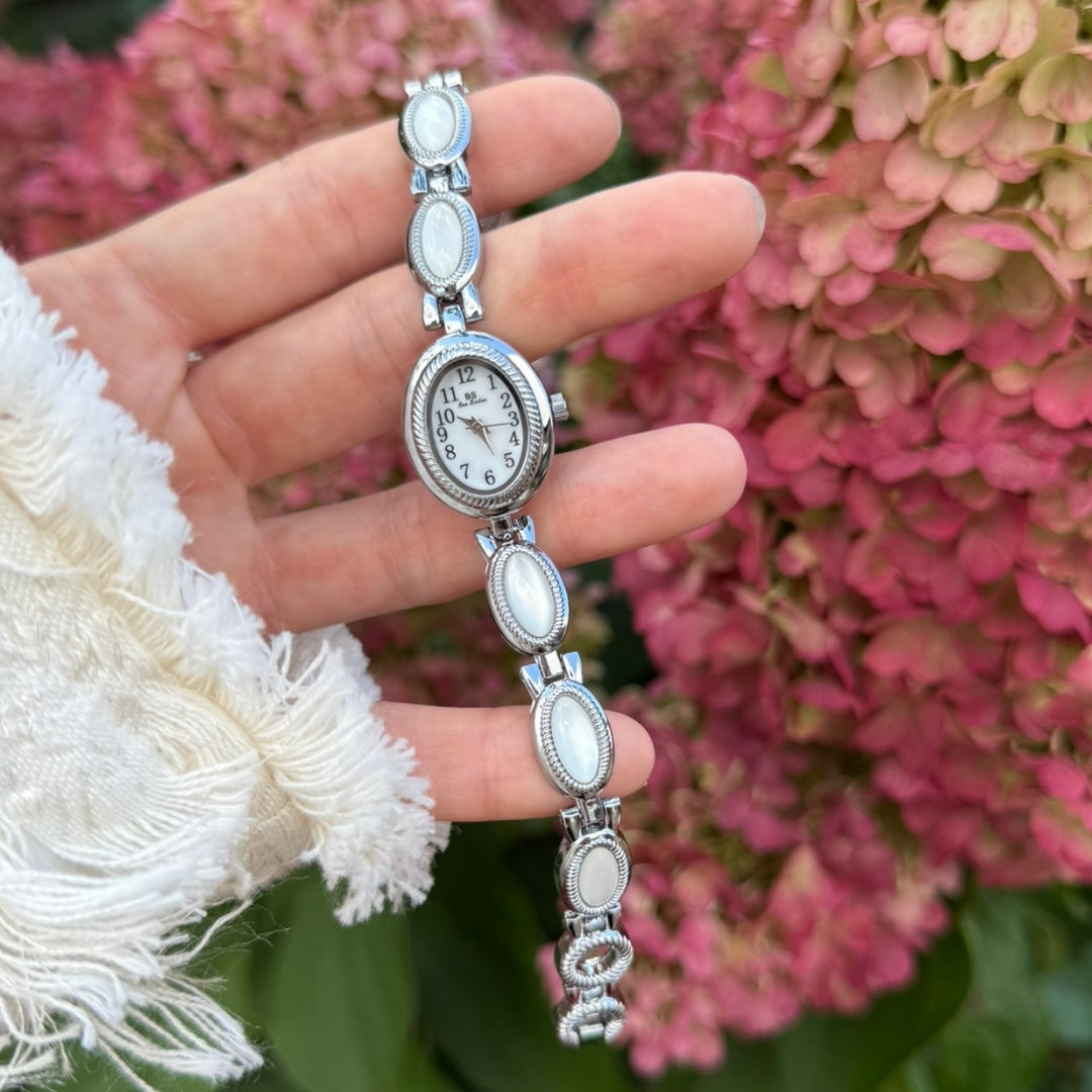 Silver Watch with Mother of Pearl