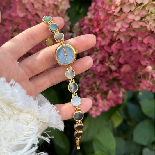 Gold Watch with Mother of Pearl