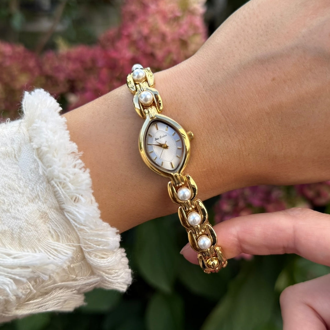 Gold Watch with Pearl