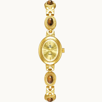 Gold Watch with Natural Tiger Eye