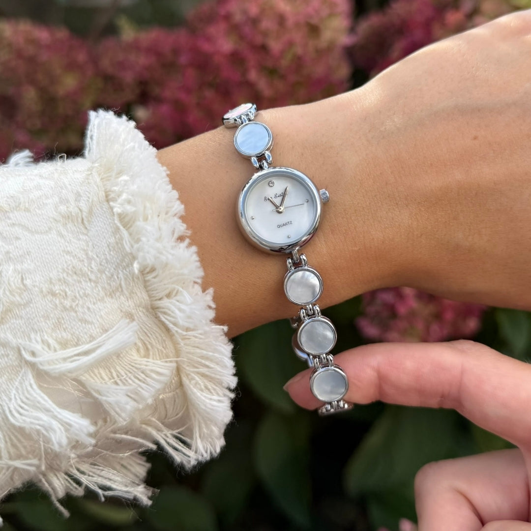 Silver Watch with Mother of Pearl