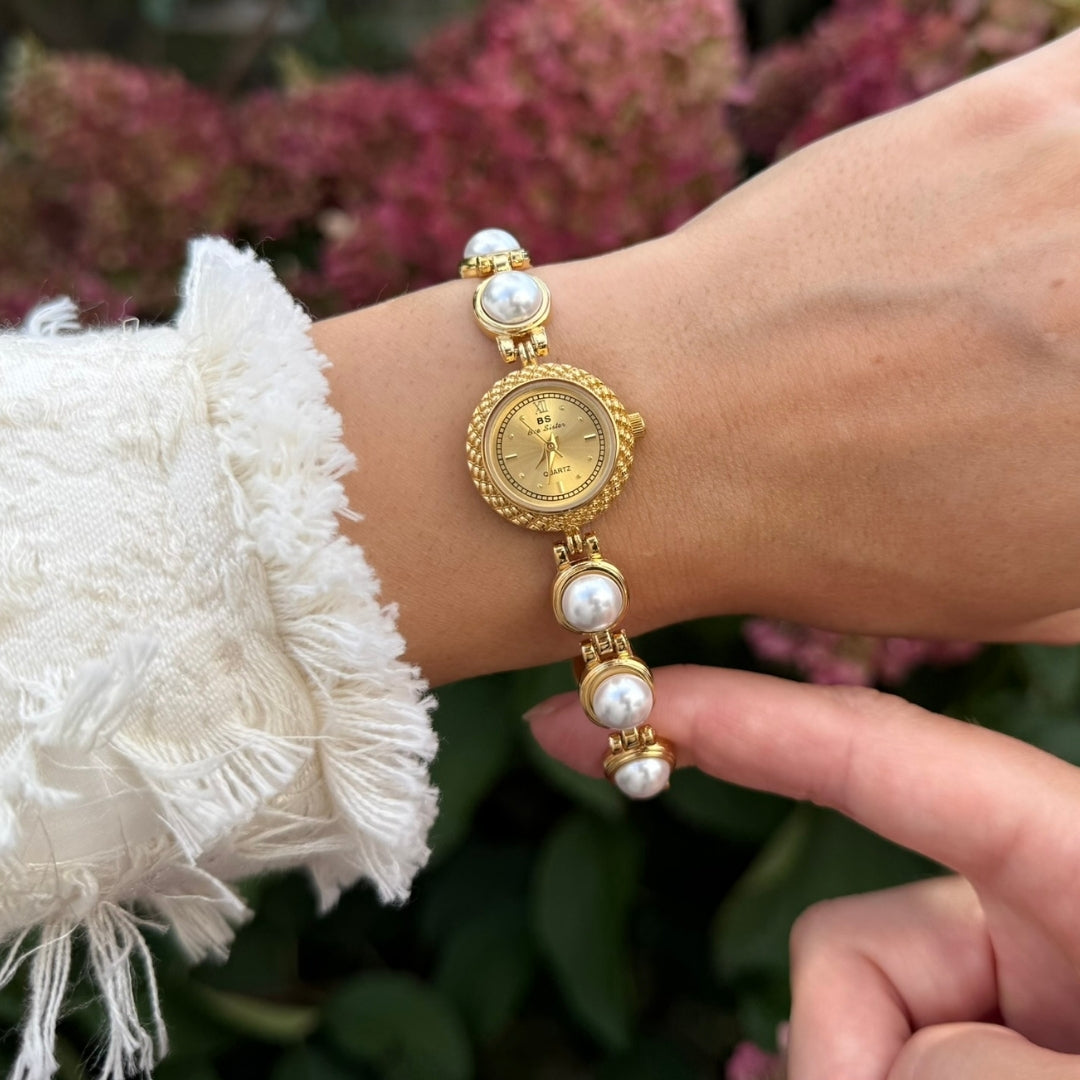 Gold Watch with Pearl
