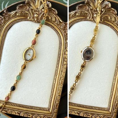 Gold Watch with Natural Stones