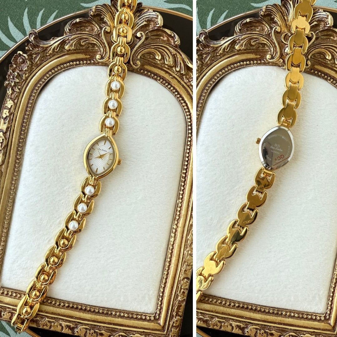 Gold Watch with Pearl
