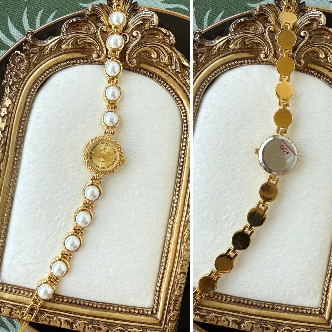 Gold Watch with Pearl