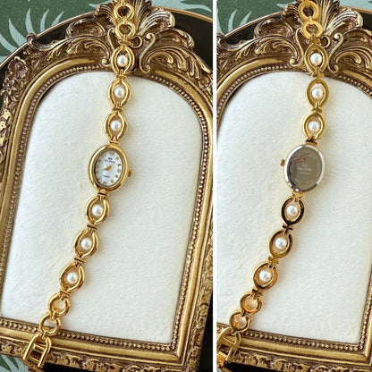 Gold Watch with Pearl