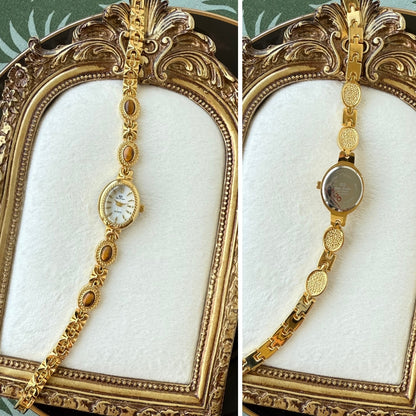 Gold Watch with Natural Tiger Eye