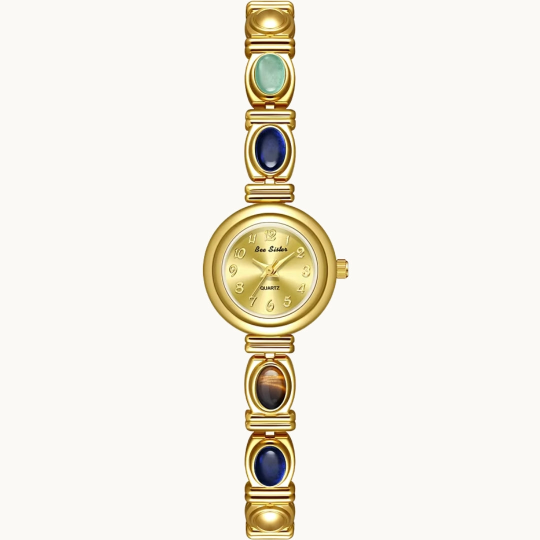 Gold Watch with Natural Stones