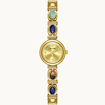 Gold Watch with Natural Stones