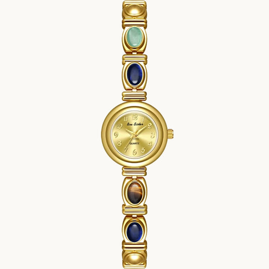 Gold Watch with Natural Stones