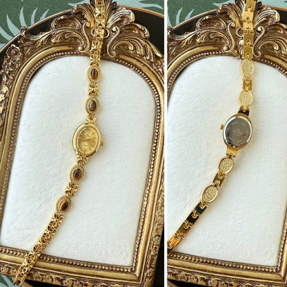 Gold Watch with Natural Tiger Eye