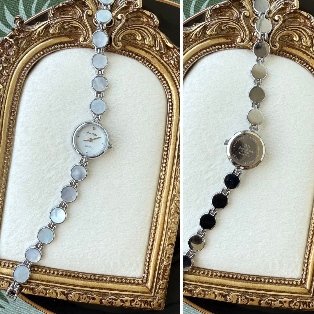 Silver Watch with Mother of Pearl