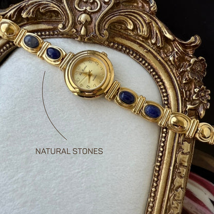 Gold Watch with Natural Stones