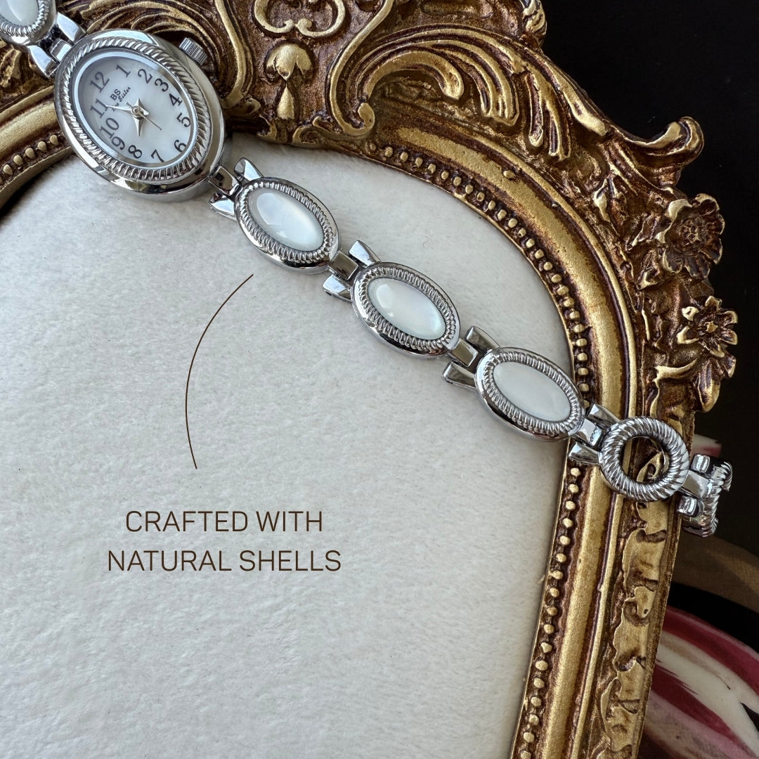 Silver Watch with Mother of Pearl