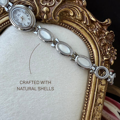 Silver Watch with Mother of Pearl