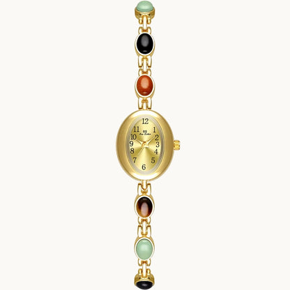 Gold Watch with Natural Stones
