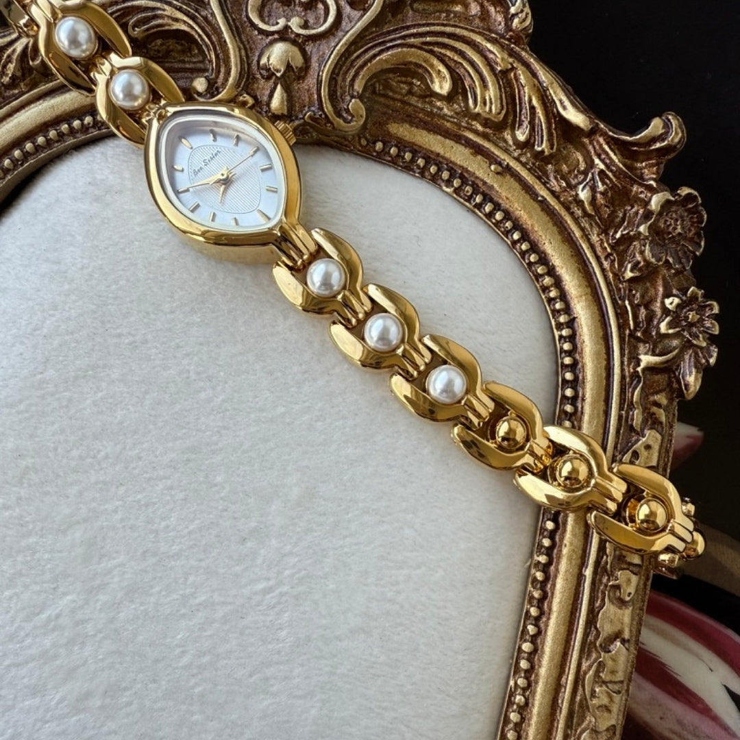 Gold Watch with Pearl