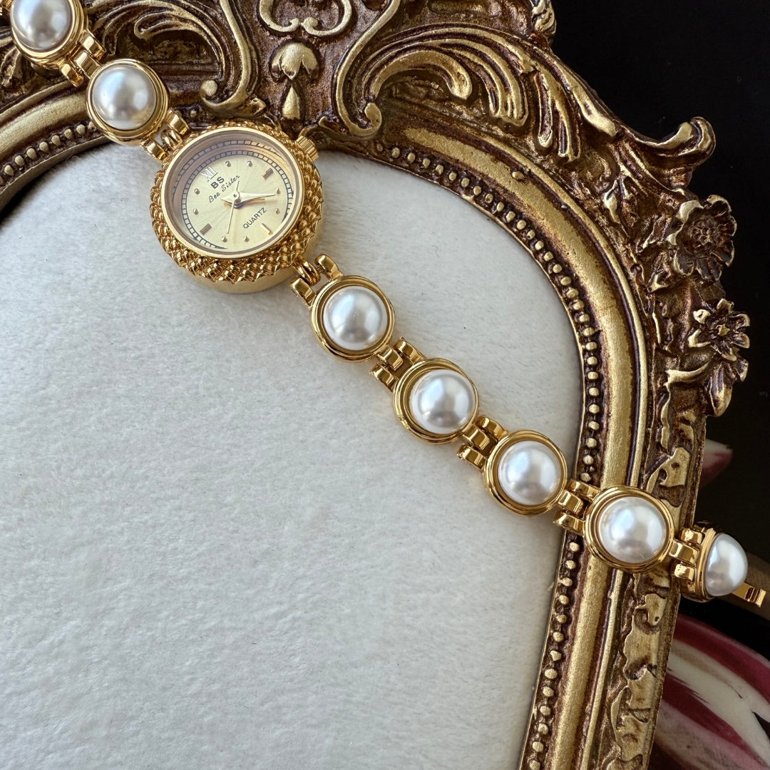 Gold Watch with Pearl