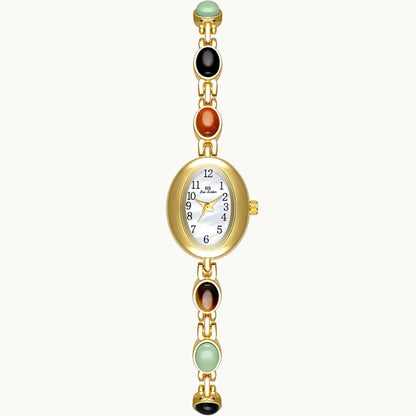 Gold Watch with Natural Stones