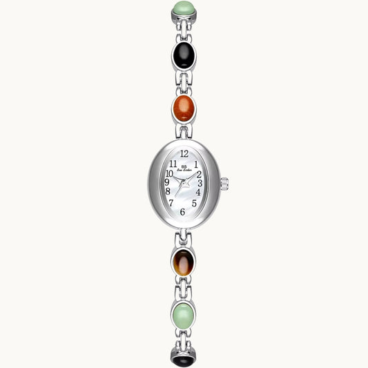Silver Watch with Natural Stones