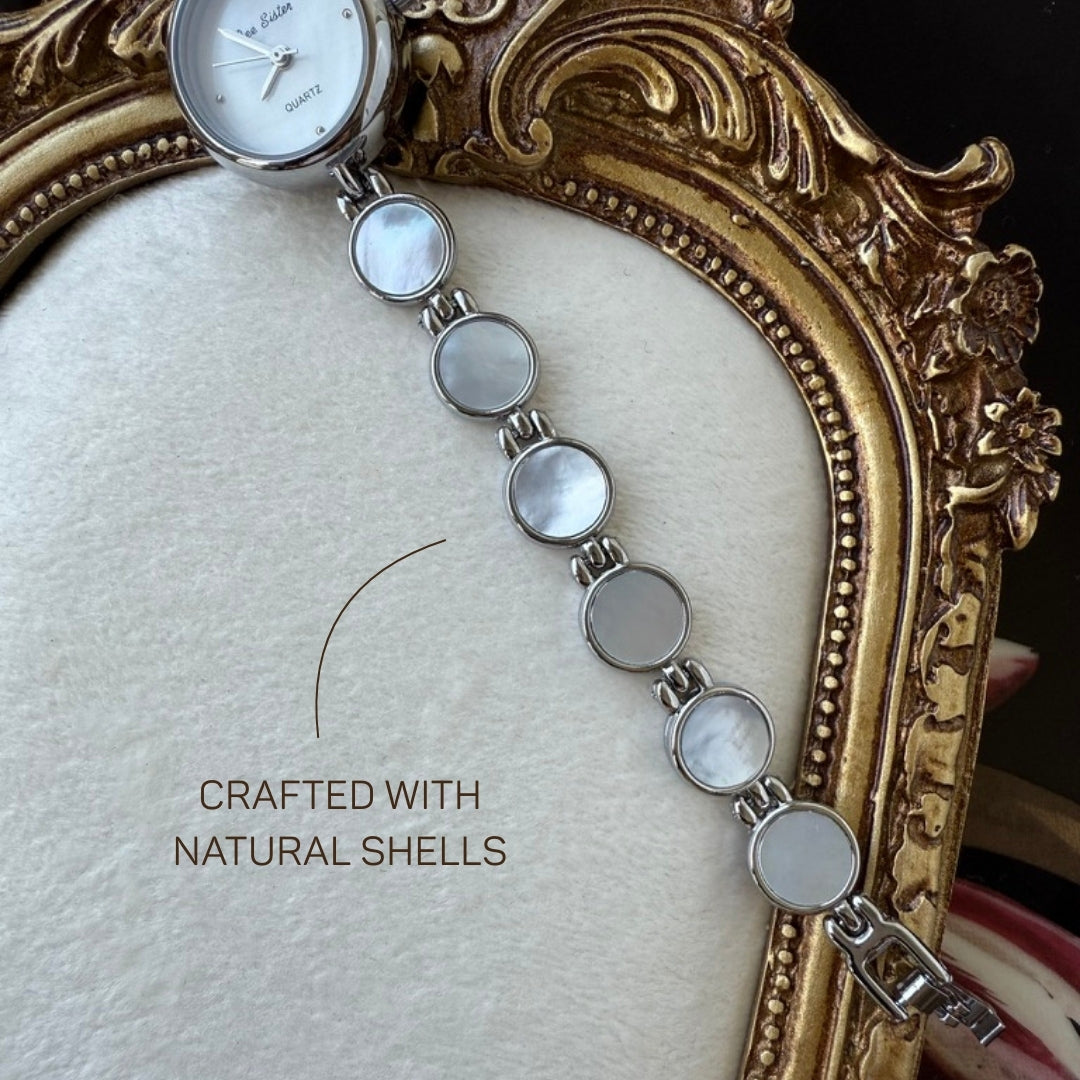 Silver Watch with Mother of Pearl