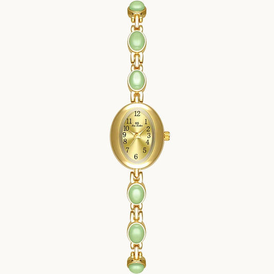 Gold Watch with Natural Jade