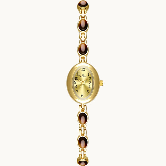 Gold Watch with Natural Tiger Eye