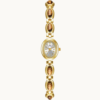 Gold Watch with Natural Tiger Eye