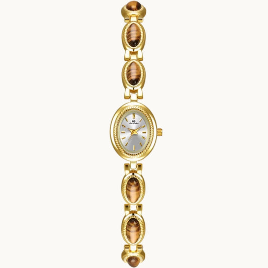 Gold Watch with Natural Tiger Eye