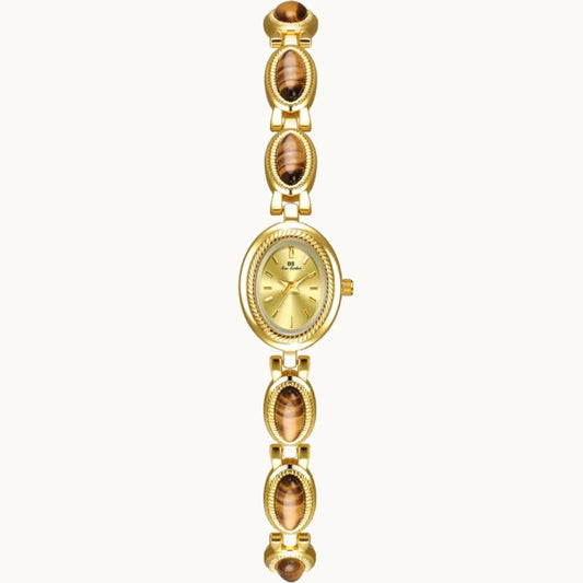 Gold Watch with Natural Tiger Eye