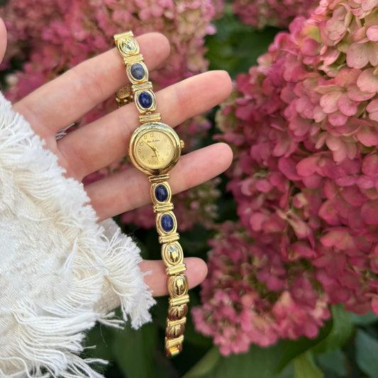 Gold Watch with Natural Stones