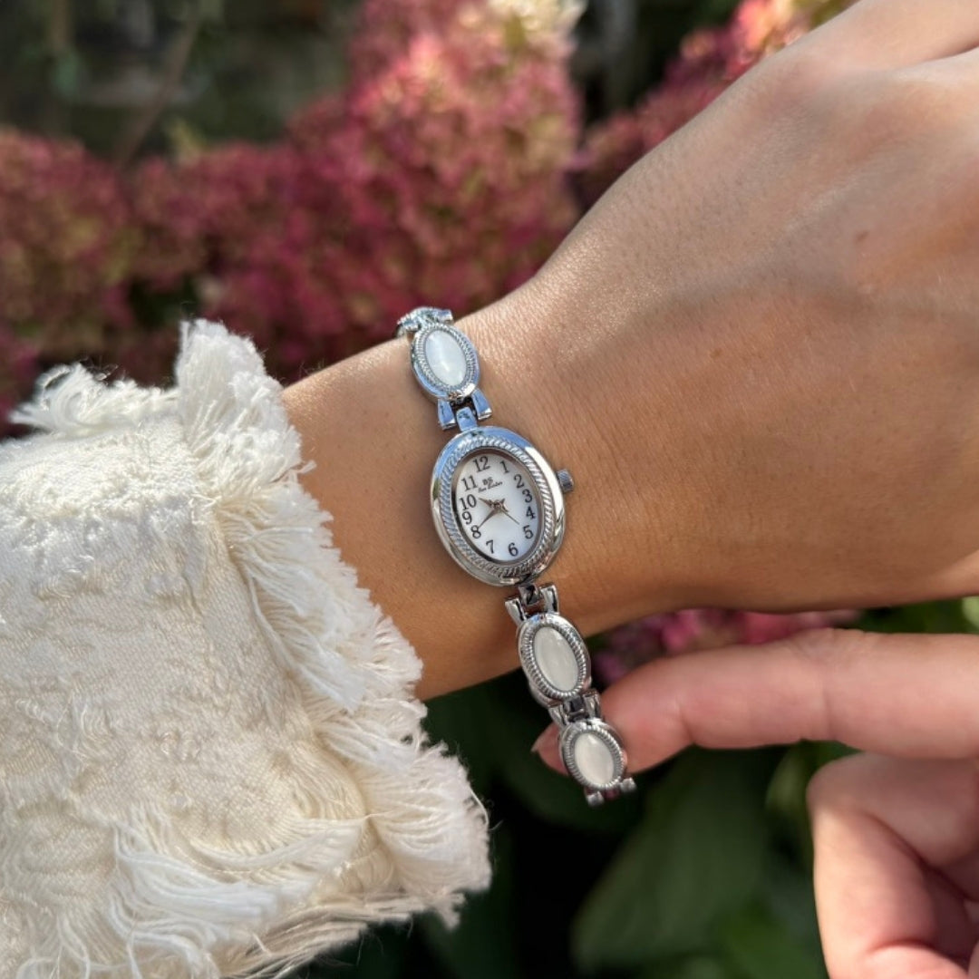 Silver Watch with Mother of Pearl